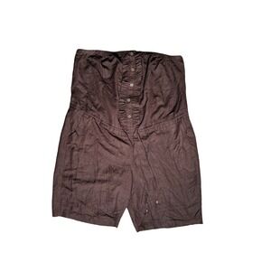 Ashley Stewart Brown Linen Blend Strapless Button Front Romper Plus Size 26W